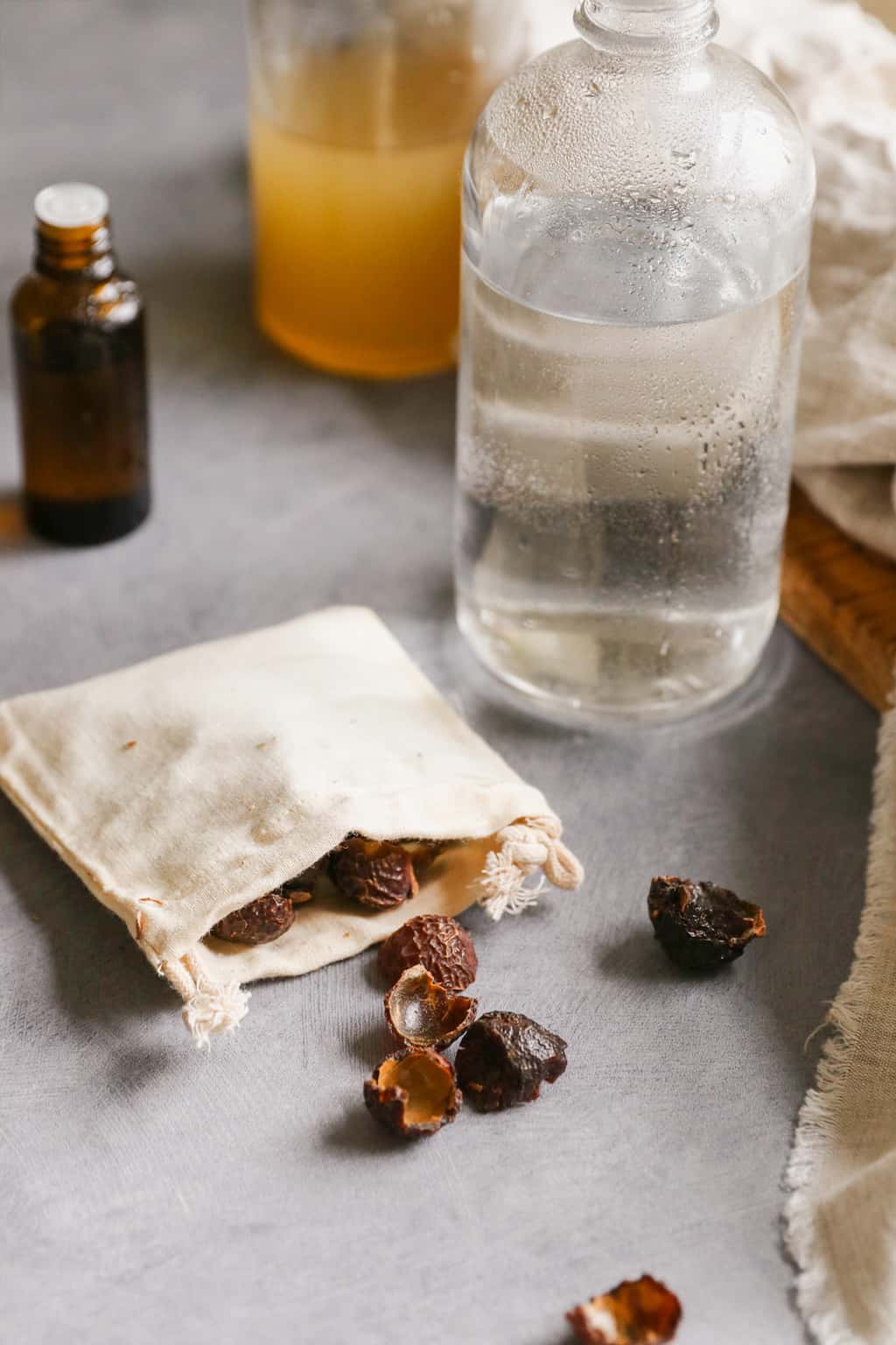 Ingredients for Apple Cider Vinegar shampoo with soap nuts